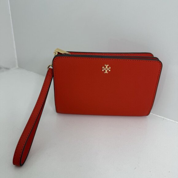 NWOT Tory Burch Emerson Saffiano Leather Wristlet Wallet Samba Colorful - Picture 1 of 7